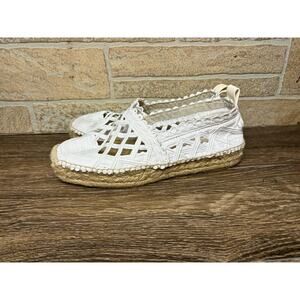 Polo Ralph‎ Lauren White Macrame Lace Espadrille Slip-On Loafers Size 9